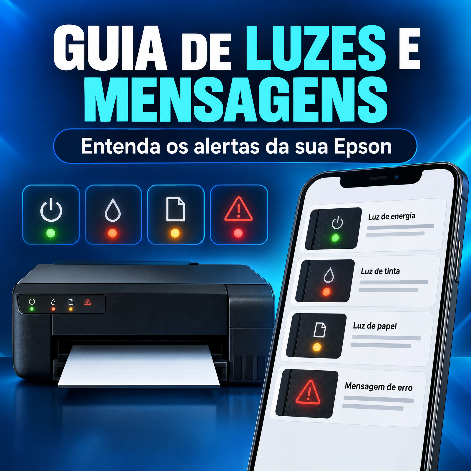 Bônus 2 - Guia de Luzes e Mensagens da Impressora